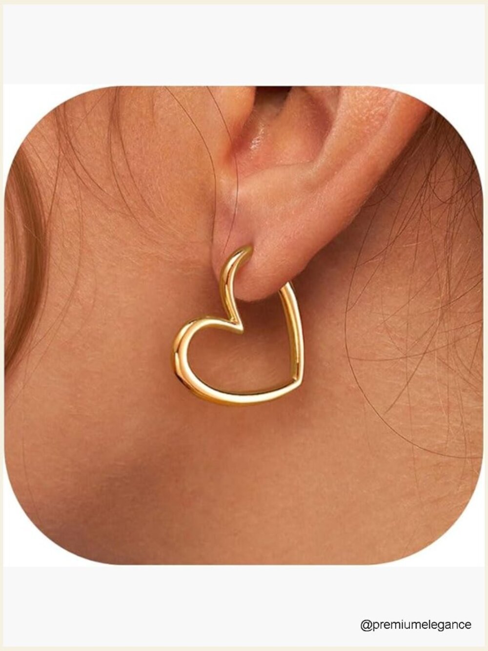 Gold Heart Huggie Hoop Earrings - Hypoallergenic Lightweight Women's Earrings